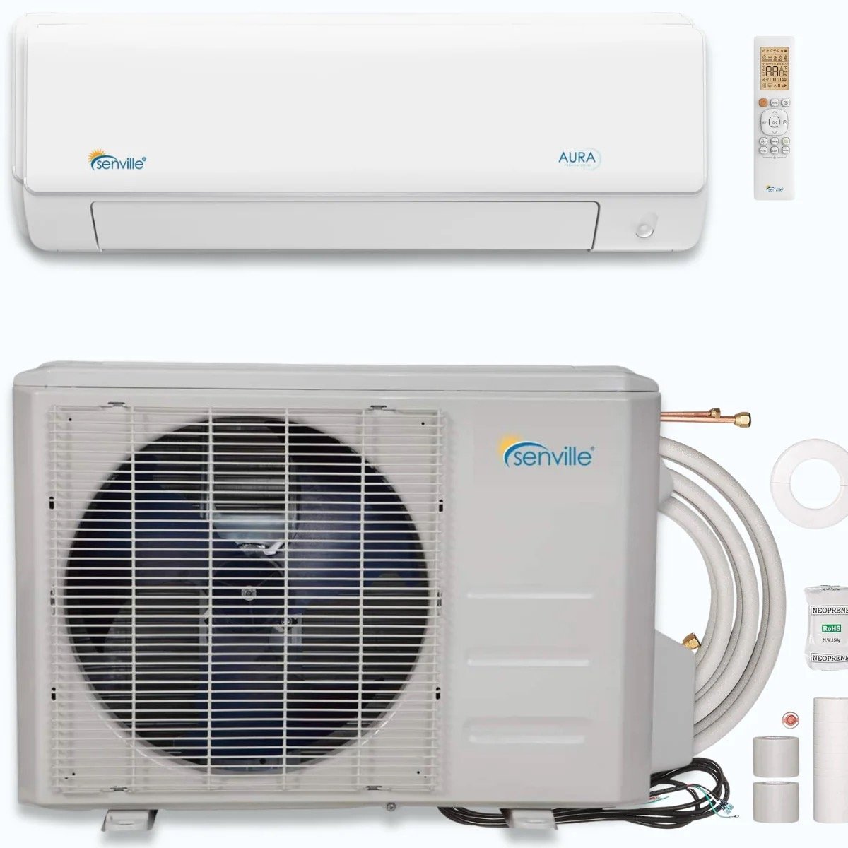 Single-zone ductless mini split system with line set